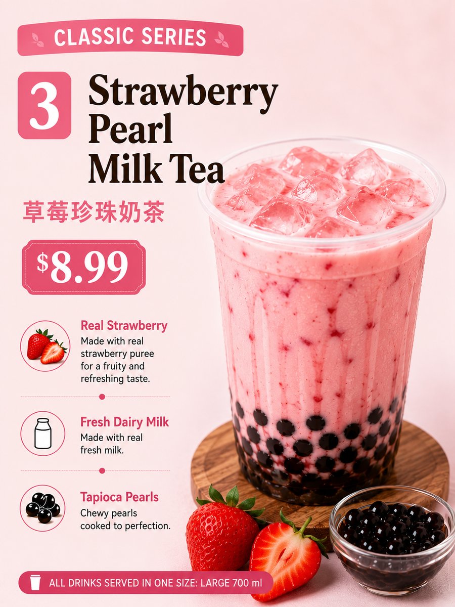 Strawberry Pearl Milk